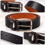 Men’s Black Leather Belt with Classic Silver-Tone Pin Buckle - Image 2