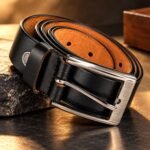 Men’s Black Leather Belt with Stylish Silver-Tone Metal Buckle - Image 4