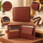 Men’s Brown Genuine Leather Bifold Wallet with Multiple Card Slots and Coin Pocket - Image 5