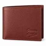 Men’s Brown Genuine Leather Bifold Wallet with Multiple Card Slots and Coin Pocket