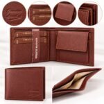 Men’s Brown Genuine Leather Bifold Wallet with Multiple Card Slots and Coin Pocket - Image 2