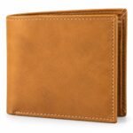 Men’s Tan Brown Leather-Look Bifold Wallet with Card Slots and Coin Pocket