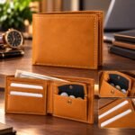 Men’s Tan Brown Leather-Look Bifold Wallet with Card Slots and Coin Pocket - Image 4