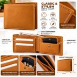 Men’s Tan Brown Leather-Look Bifold Wallet with Card Slots and Coin Pocket - Image 2
