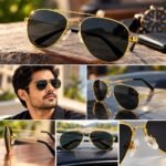 Men’s Gold Aviator Sunglasses with Dark Lenses – Classic Stylish Metal Frame - Image 3