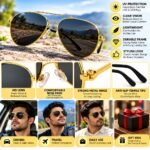 Men’s Gold Aviator Sunglasses with Dark Lenses – Classic Stylish Metal Frame - Image 2