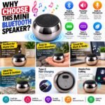 Mini Metal Bluetooth Speaker with Built-in Microphone, Portable Wireless Speaker with Rechargeable Battery - Image 5
