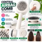 Central Airbag Hair Comb Brush with One-Click Cleaning, Soft Ball-Tip Bristles for Scalp Massage and Hair Detangling – White - Image 4