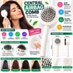 Central Airbag Hair Comb Brush with One-Click Cleaning, Soft Ball-Tip Bristles for Scalp Massage and Hair Detangling – White - Image 2