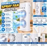 Double-Ended Spray Fan with Dual Fans, Cool Mist Function, 3 Speed Settings & 280ml Water Tank - Image 5