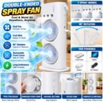 Double-Ended Spray Fan with Dual Fans, Cool Mist Function, 3 Speed Settings & 280ml Water Tank - Image 4