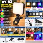 LED Pocket Video Light – Portable RGB Photography Fill Light with Clip Mount (AY-83) - Image 5