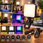 LED Pocket Video Light – Portable RGB Photography Fill Light with Clip Mount (AY-83) - Image 2