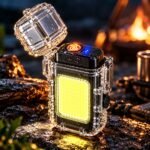 Rechargeable COB LED Flashlight with Built-in Electric Arc Lighter, USB Type-C Charging, Protective Cover & Portable Keychain Design - Image 4