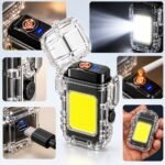 Rechargeable COB LED Flashlight with Built-in Electric Arc Lighter, USB Type-C Charging, Protective Cover & Portable Keychain Design - Image 2