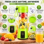 Portable Rechargeable Juicer Blender – 380ml Mini Smoothie Maker, USB Rechargeable, Lime Green, NG-01 - Image 3